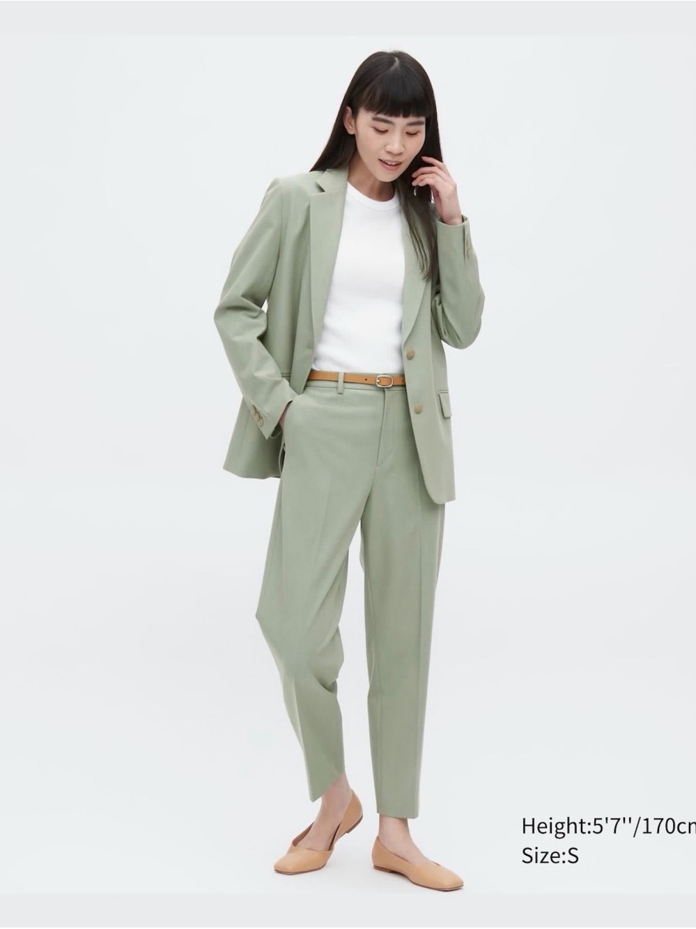 Relaxed Tailored Jacket and Pants Set in light green